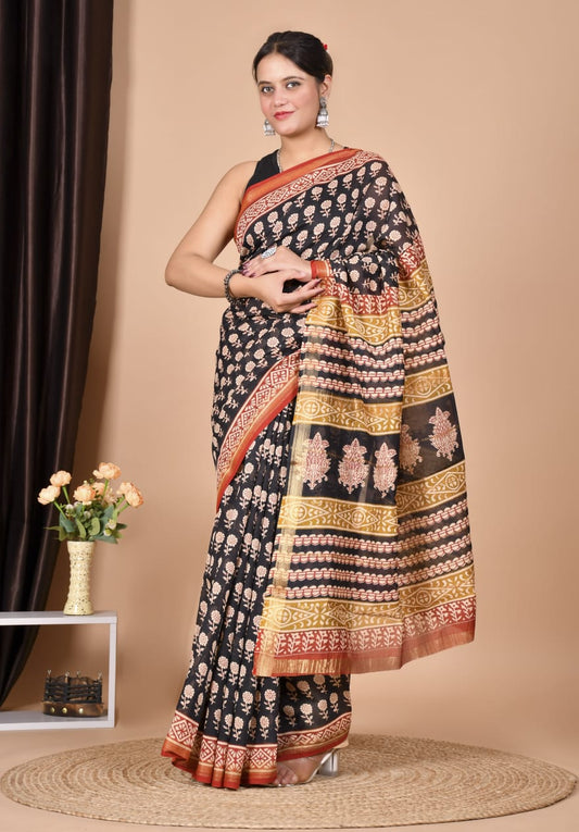 Handblock Maheshwari Silk Saree Wholesale – Natural Dyed Artisan Sarees