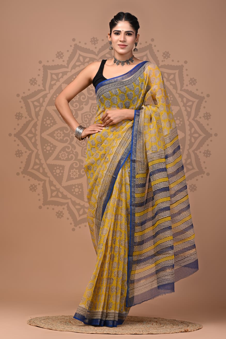 Kota Doria Cotton Sarees Wholesale – Handblock Printed Lightweight Kota Sarees