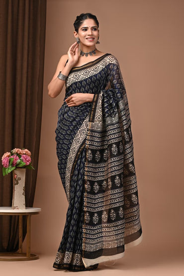 Hand Block Printed Chanderi Silk Sarees Wholesale – Natural Dyed with Blouse