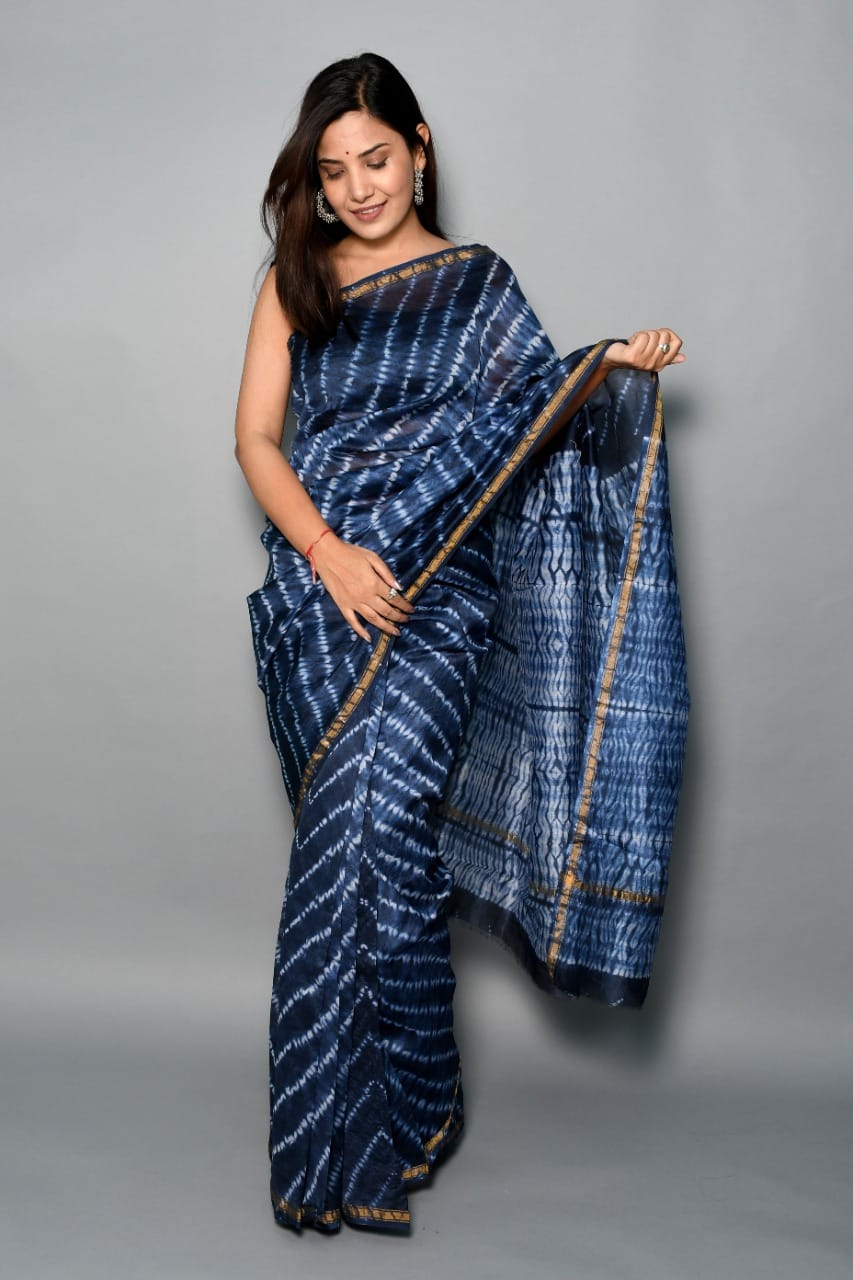 Hand Block Printed Chanderi Silk Sarees Wholesale – Natural Dyed with Blouse