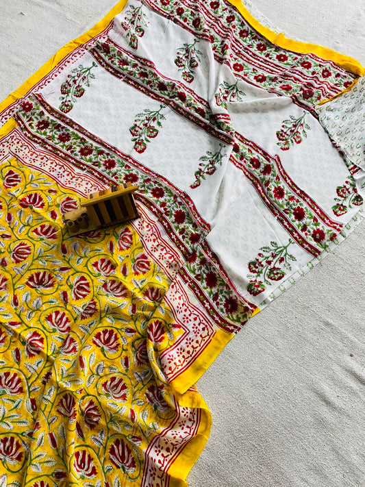 Hand Block Printed Georgette Sarees Wholesale – Natural Dyed Premium Sarees