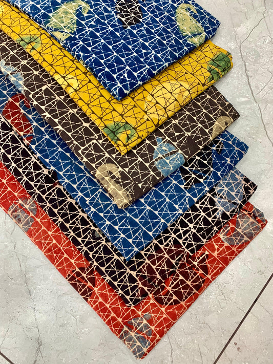 Ajrakh pure cotton handblock printed fabric with traditional butta motifs in artisan style