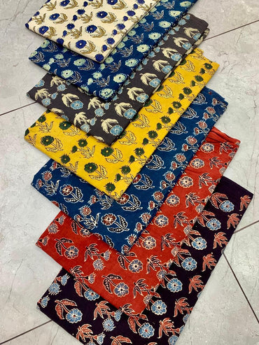 Ajrakh pure cotton handblock printed fabric with classic checkered handblock design