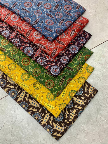 Ajrakh pure cotton handblock printed fabric with floral jaal design in traditional style