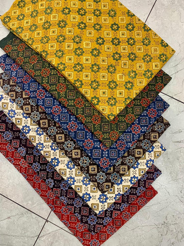 Multi-Colour Star Motif Ajrakh Handblock Printed Pure Cotton Fabric Wholesale – Traditional Kutch Design by Fabtexs