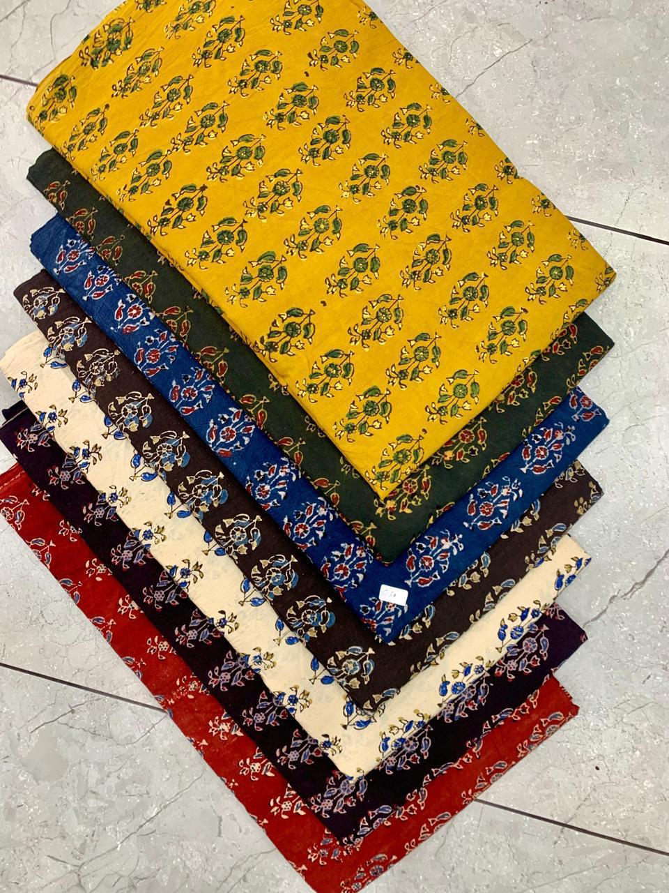 Ajrakh multi-tone natural colour handblock printed fabric wholesale—authentic artisan textile by Fabtexs.