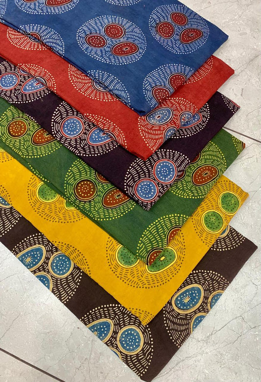 Ajrakh pure cotton handblock printed fabric with traditional striped pattern in natural colours