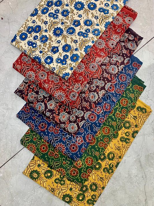 Ajrakh pure cotton handblock printed fabric in vibrant colours with traditional artisan motifs