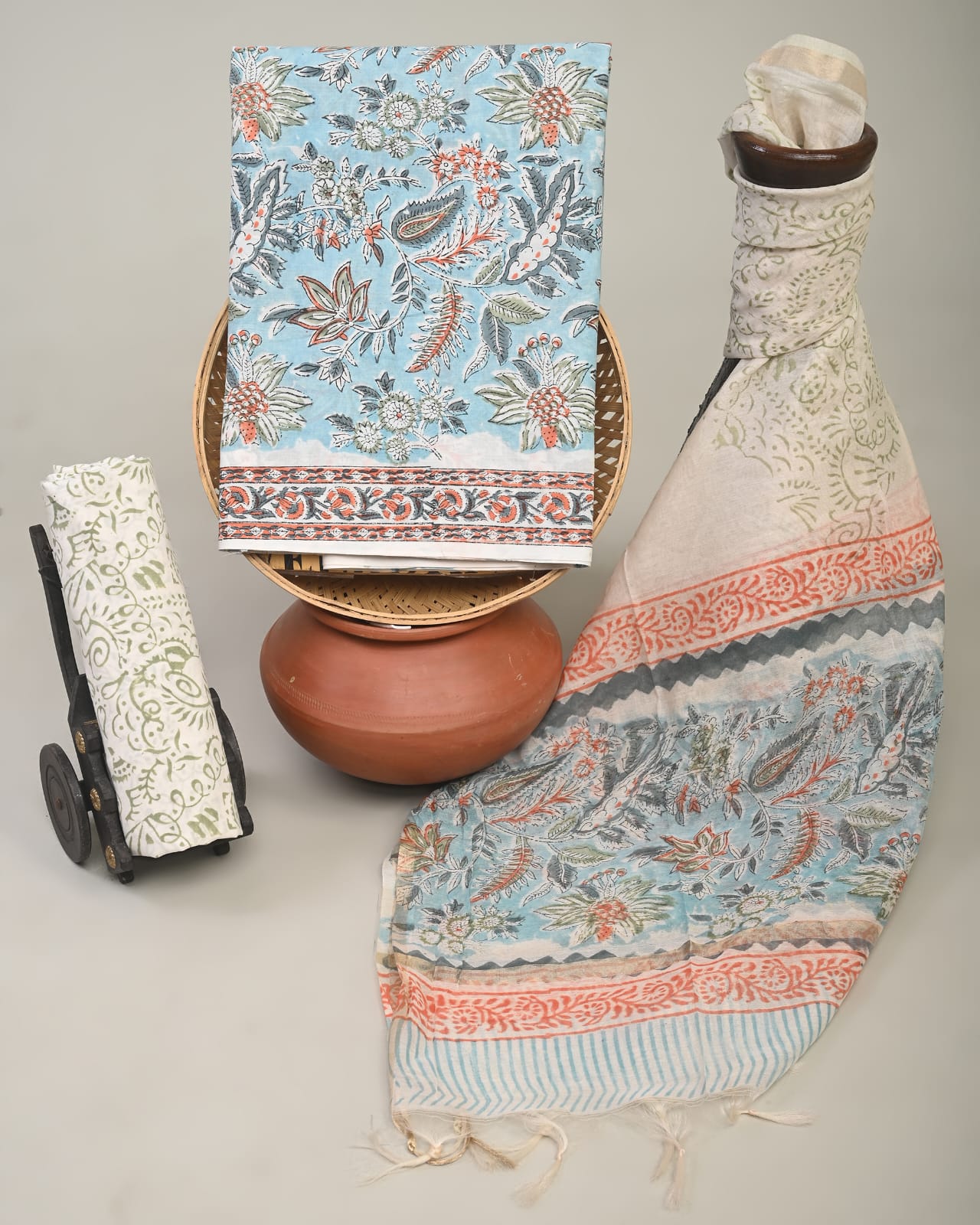 Chanderi Silk Dress Material – Handblock Printed Cotton Suit Set Wholesale