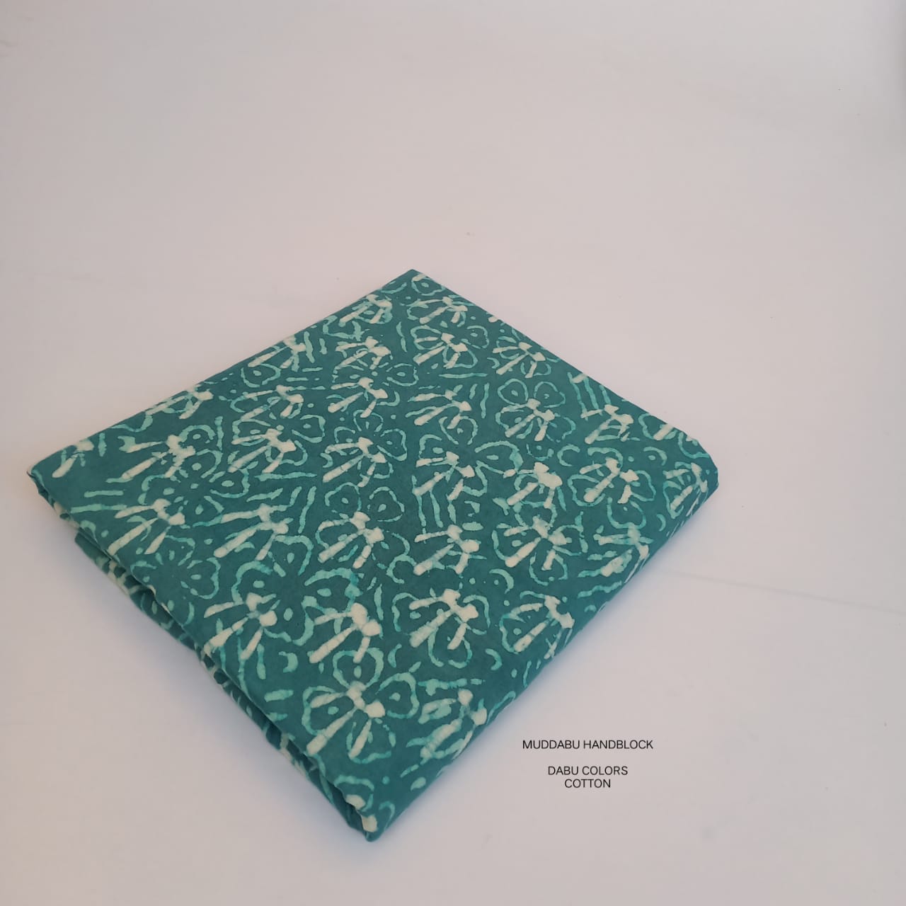 Blue floral stem jaal Dabu handblock printed cotton fabric wholesale