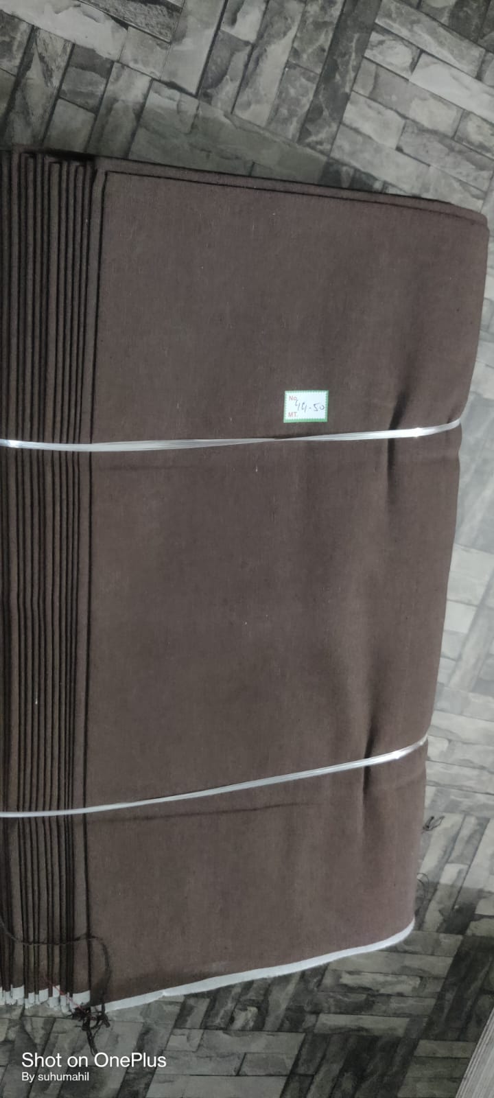 Brown plain khadi cotton fabric, machine-woven for wholesale fashion and home textiles