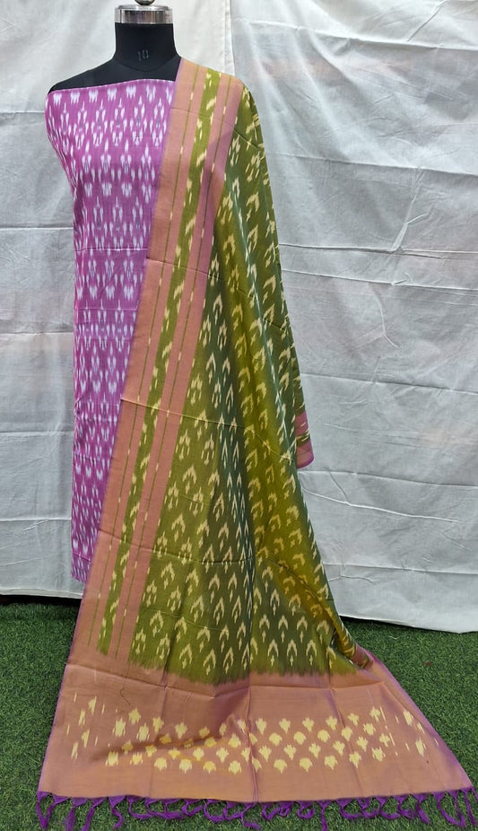 Purple Cotton Ikat Dress Material – Handwoven by Rajasthan Artisans for Boutiques & Designers