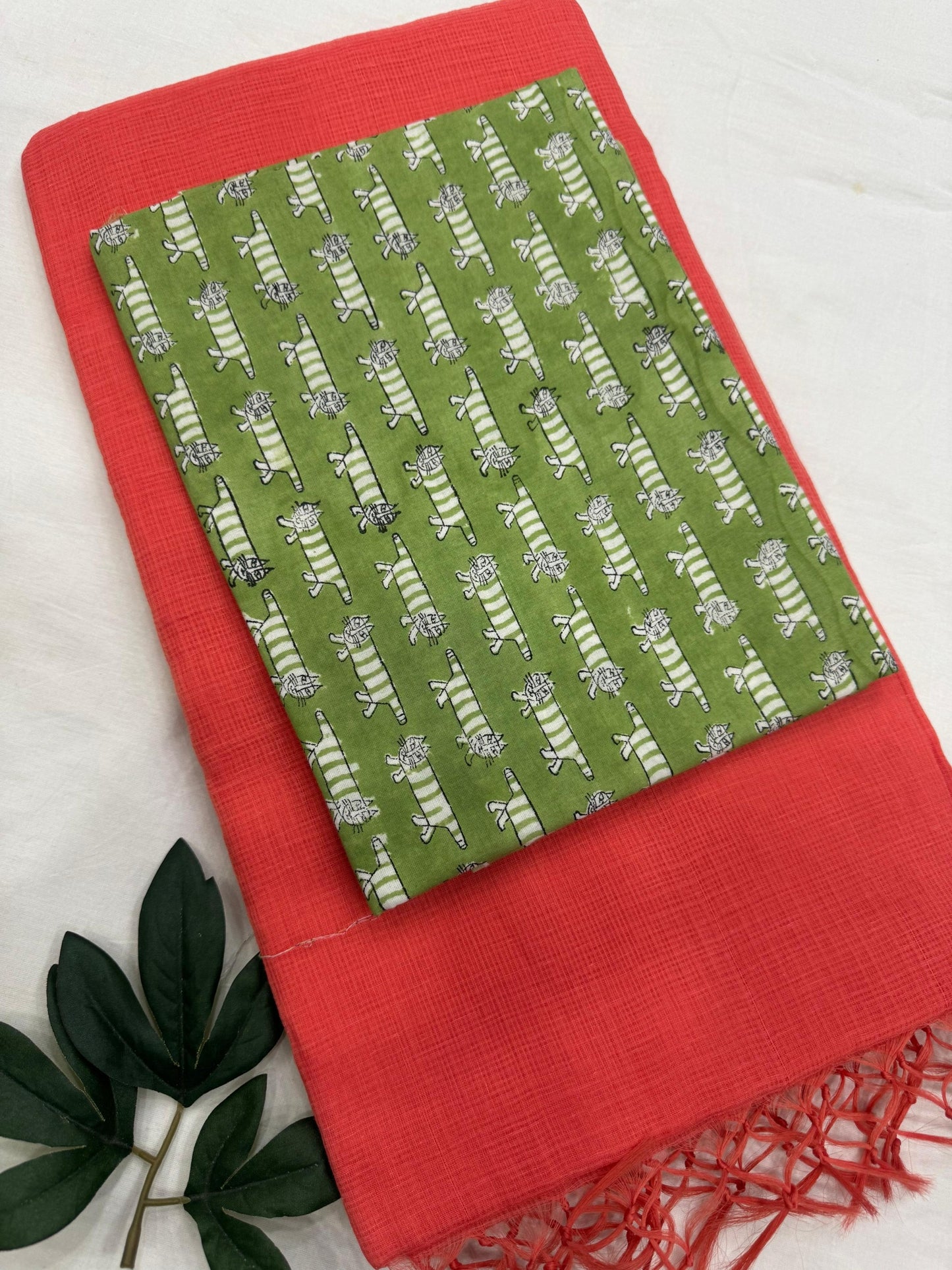 Plain Kota Doriya Saree with Printed Blouse MOQ 6pcs | Assorted – Fabtexs