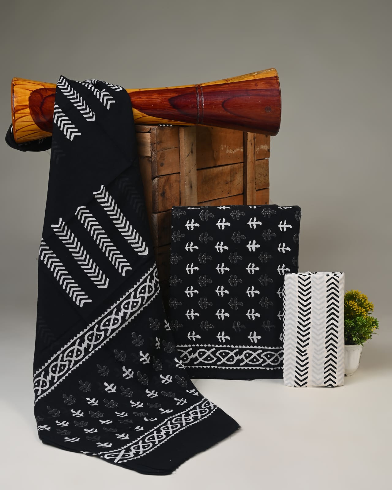 Pure cotton hand block printed suits with cotton dupatta