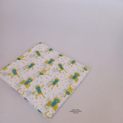 Wholesale Jaipur Sanganeri Handblock Cotton Fabric in white with frog butti print, artisan-crafted, ideal for boutiques, designers, and retailers.