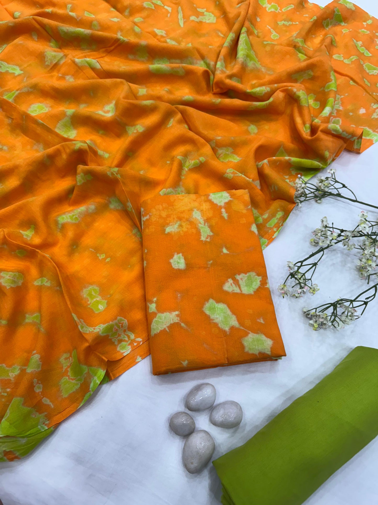 “Wholesale Handblock Printed Cotton Mul Dress Material – Mango Batik Design, Artisan-Crafted in Rajasthan for Boutiques, Designers, and Bulk Orders”