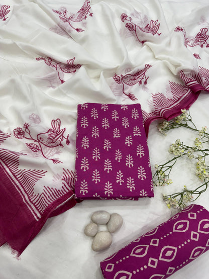 Wholesale Handcrafted Pink Floral Handblock Printed Cotton Mul Dress Material – Artisan-Crafted in Rajasthan for Designers, Boutiques, and Bulk Orders