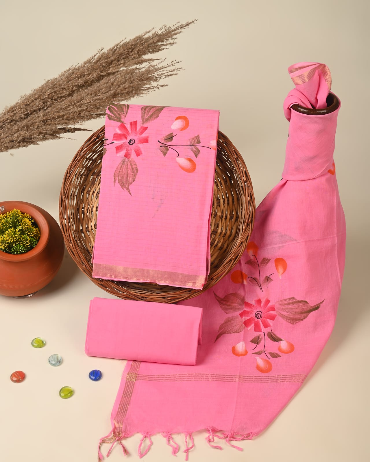 Cotton Chanderi dress material