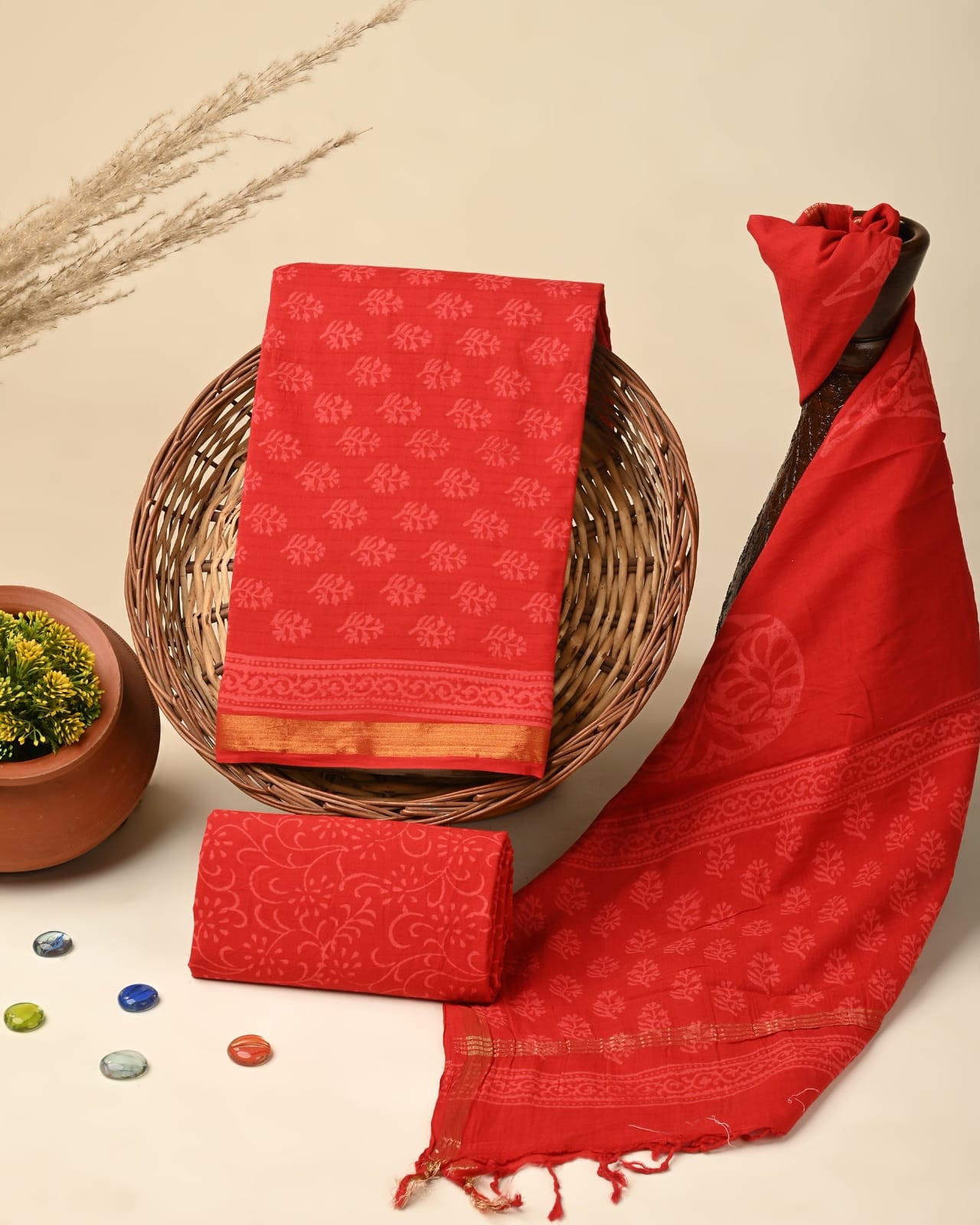 Cotton Chanderi dress material