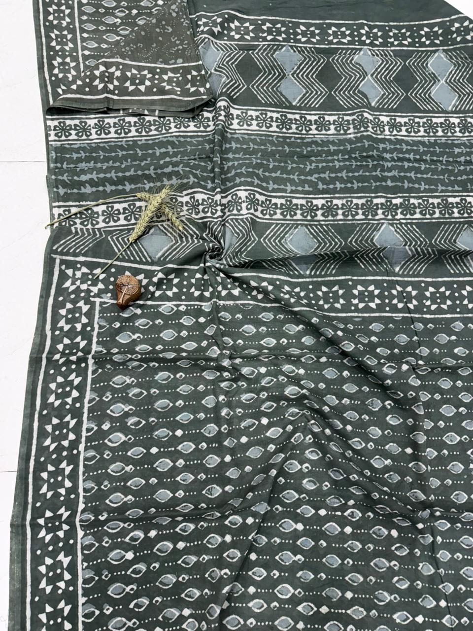 Bagru Mul Cotton Saree Wholesale Handblock Printed – MOQ 6pcs | Assorted – Fabtexs