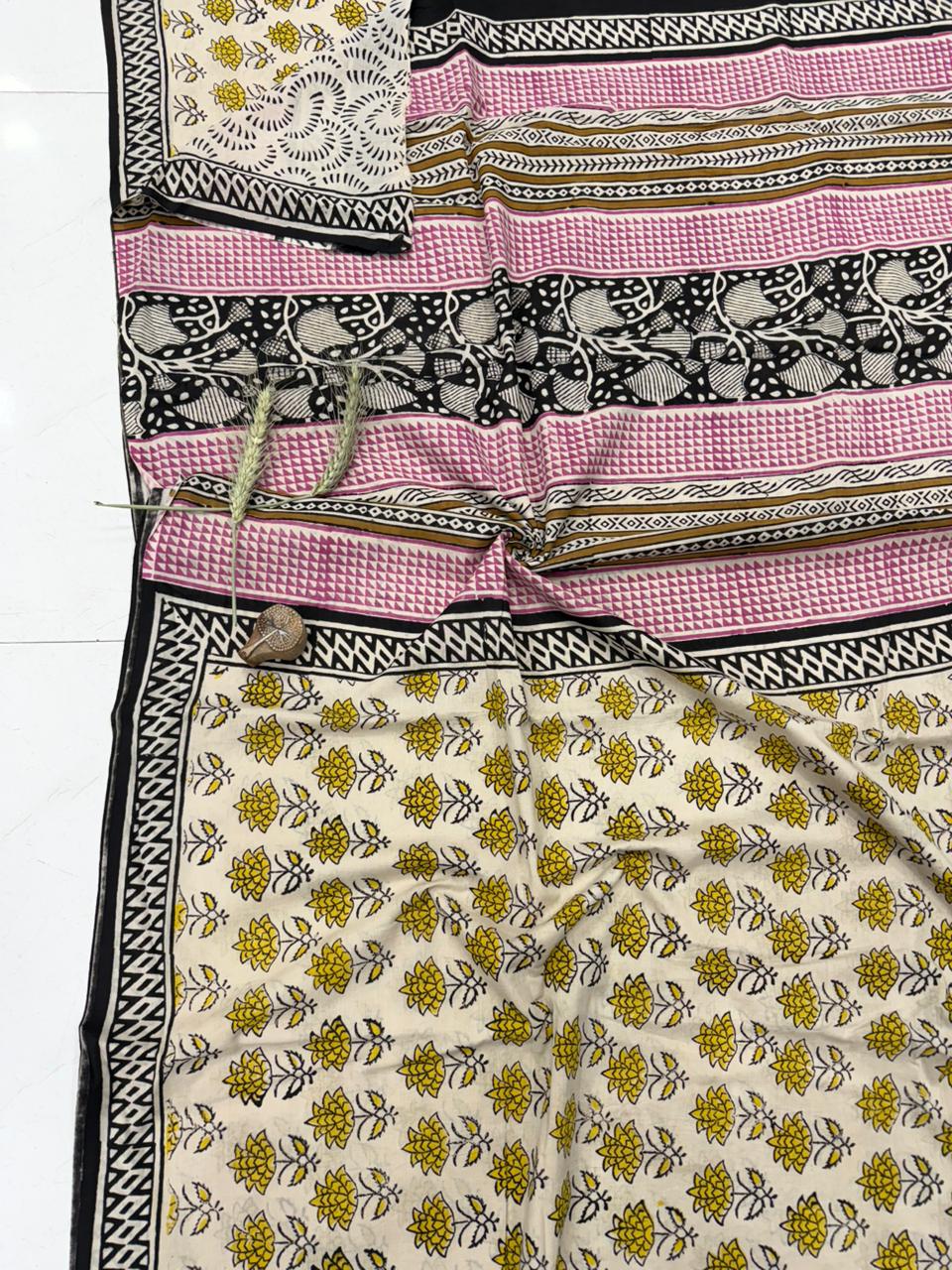 Bagru Mul Cotton Saree Wholesale Handblock Printed – MOQ 6pcs | Assorted – Fabtexs