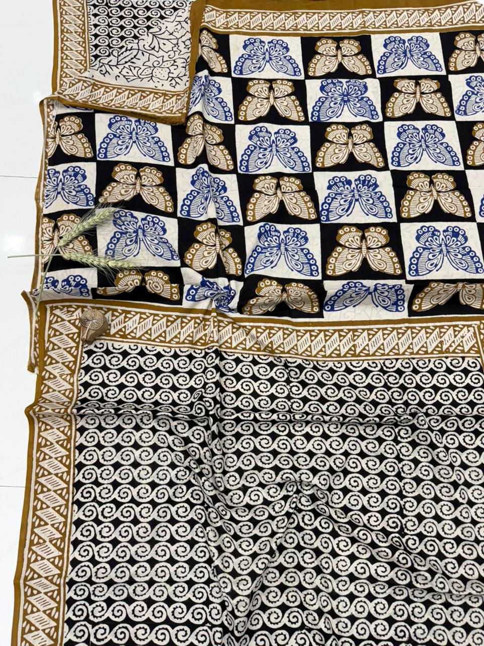 Bagru Mul Cotton Saree Wholesale Handblock Printed – MOQ 6pcs | Assorted – Fabtexs