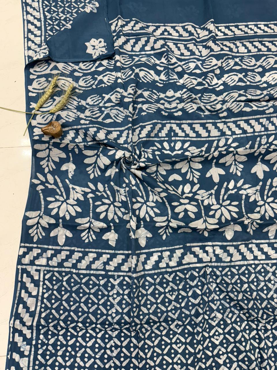 Bagru Mul Cotton Saree Wholesale Handblock Printed – MOQ 6pcs | Assorted – Fabtexs