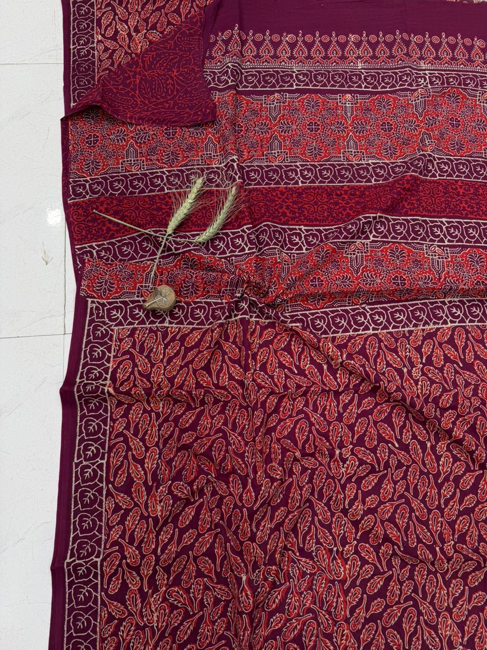 Bagru Mul Cotton Saree Wholesale Handblock Printed – MOQ 6pcs | Assorted – Fabtexs