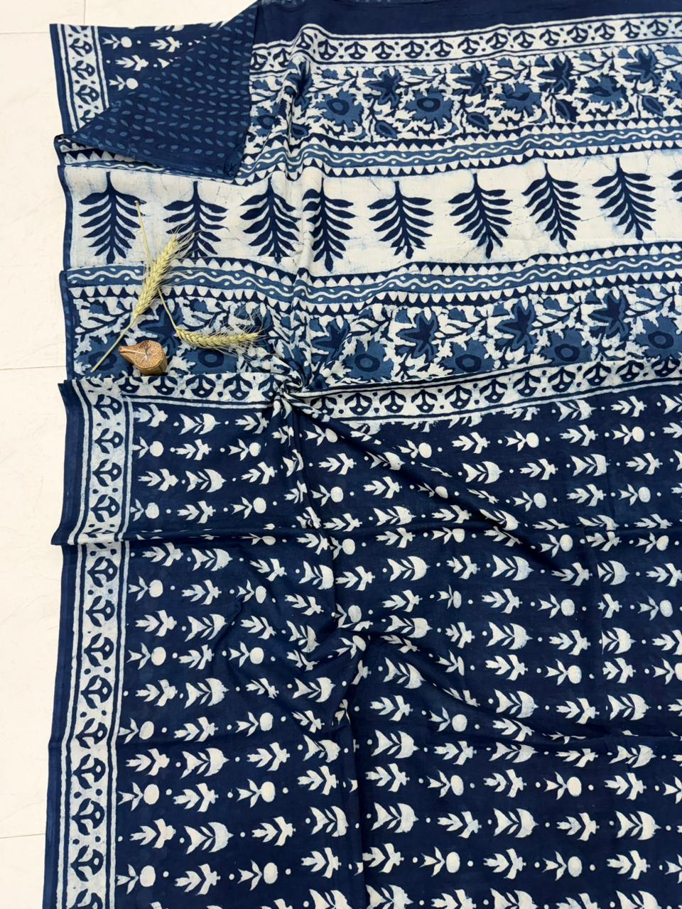 Bagru Mul Cotton Saree Wholesale Handblock Printed – MOQ 6pcs | Assorted – Fabtexs