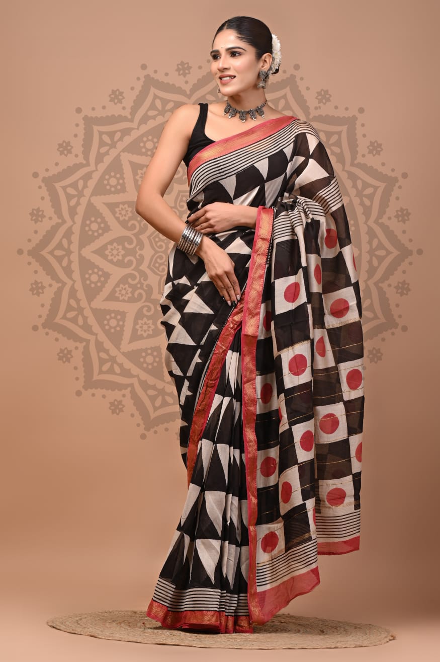 Handblock Maheshwari Silk Saree Wholesale – Natural Dyed Artisan Sarees