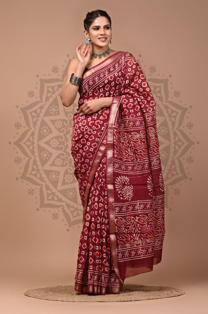 Handblock Maheshwari Silk Saree Wholesale – Natural Dyed Artisan Sarees