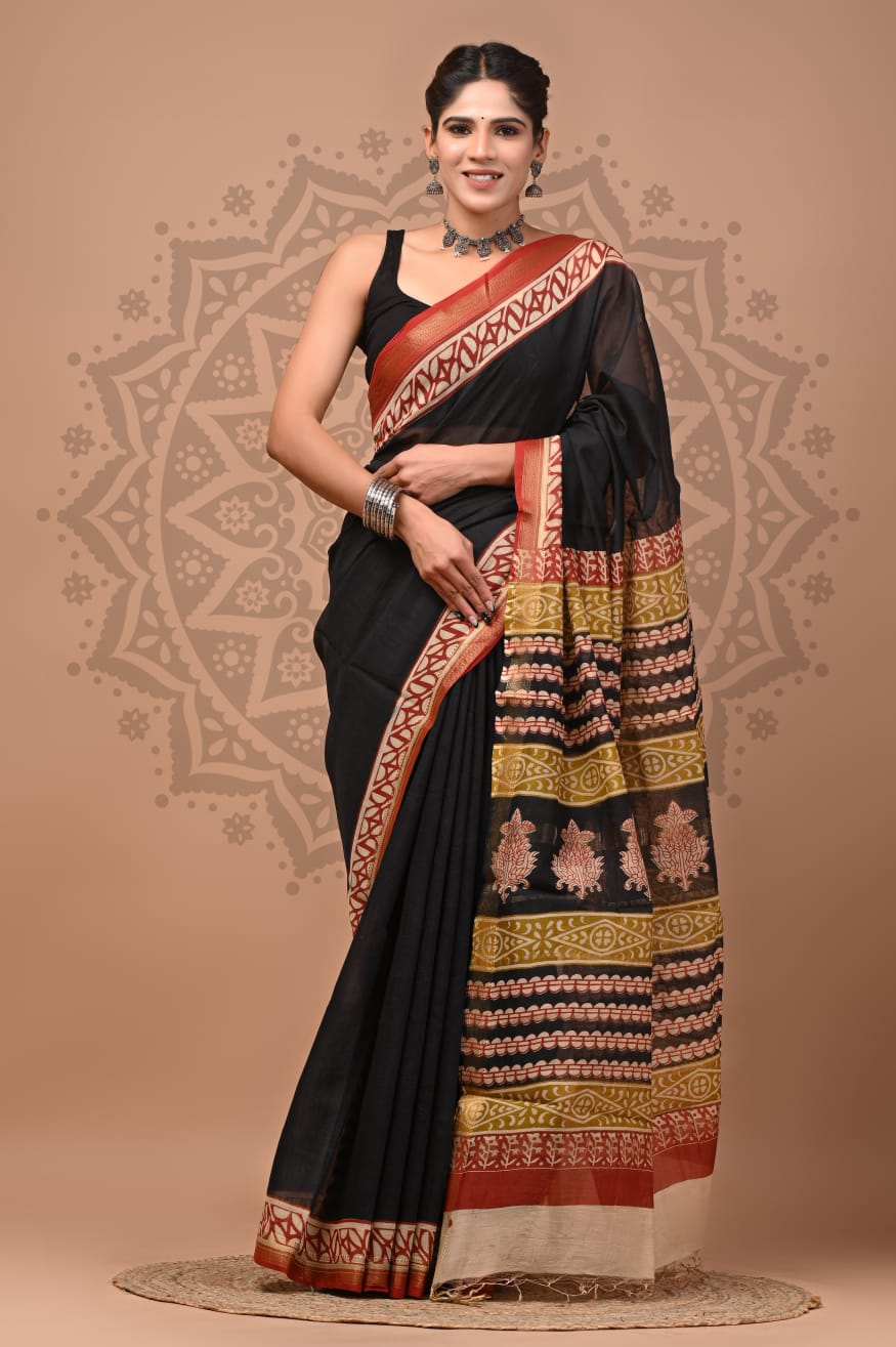 Handblock Maheshwari Silk Saree Wholesale – Natural Dyed Artisan Sarees