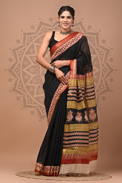 Handblock Maheshwari Silk Saree Wholesale – Natural Dyed Artisan Sarees