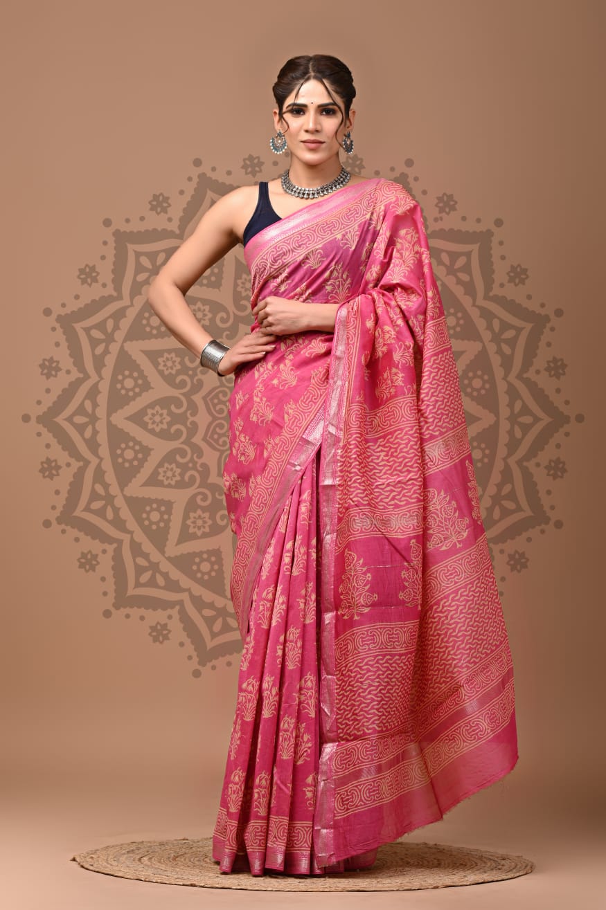 Handblock Maheshwari Silk Saree Wholesale – Natural Dyed Artisan Sarees