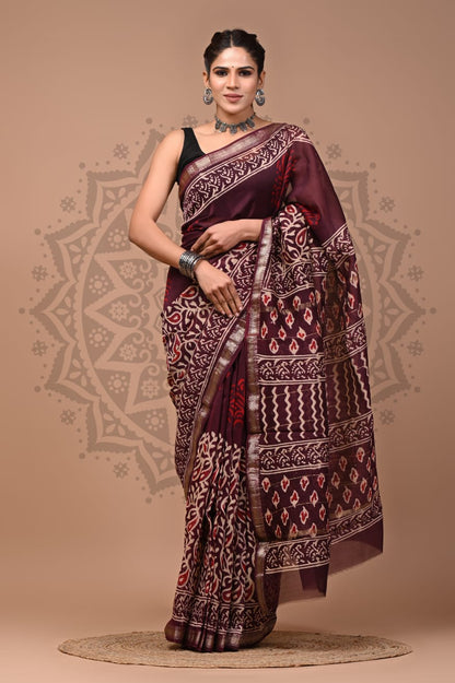 Handblock Maheshwari Silk Saree Wholesale – Natural Dyed Artisan Sarees