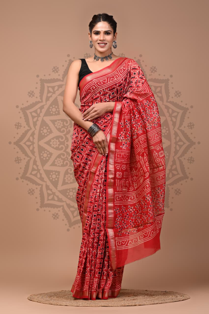 Maheshwari Silk Saree Wholesale Collection – Handblock Printed Natural Dyed Sarees
