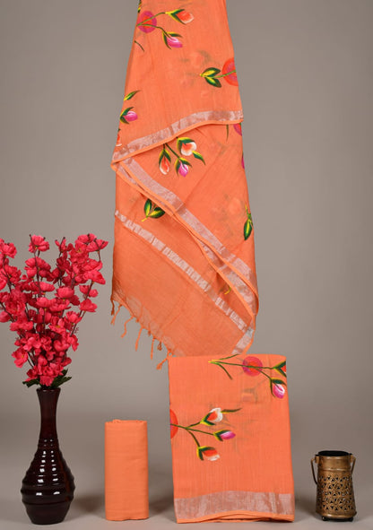 Handblock Cotton Linen Dress Material – Breathable Summer Suit Set