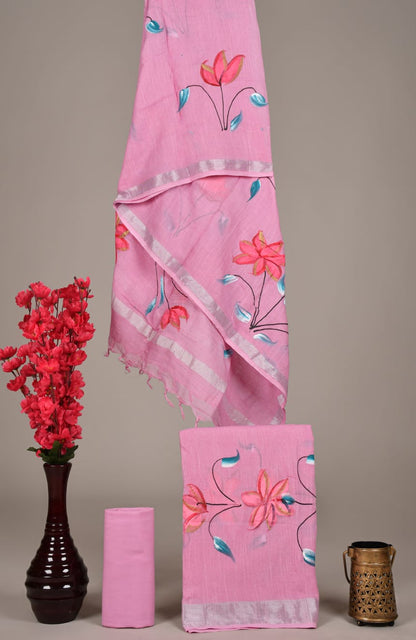 Handblock Cotton Linen Dress Material – Breathable Summer Suit Set