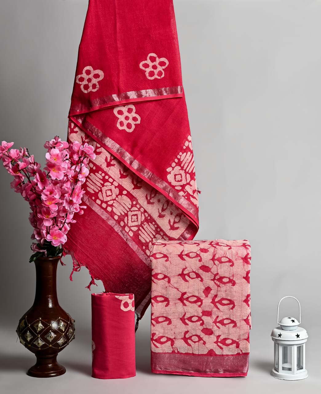 Handblock Cotton Linen Dress Material – Breathable Summer Suit Set
