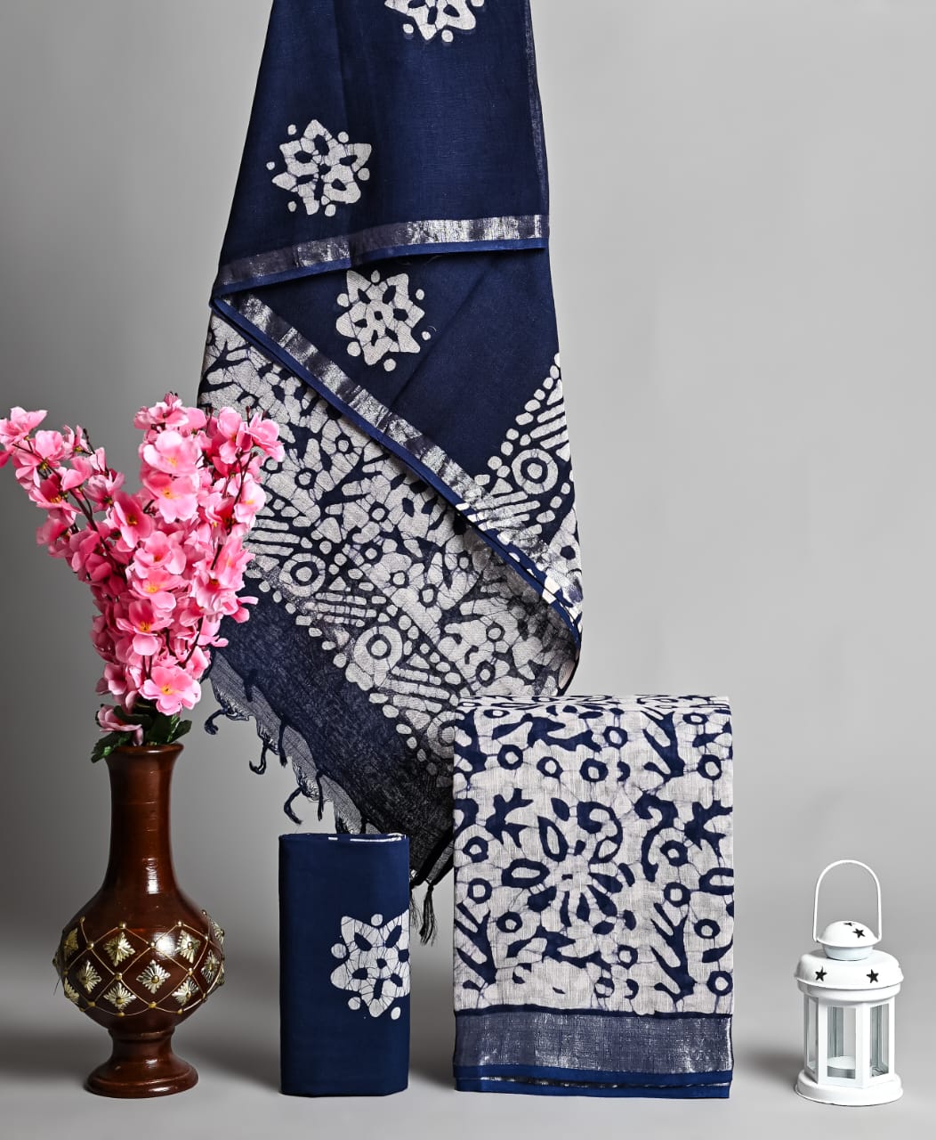 Handblock Cotton Linen Dress Material – Breathable Summer Suit Set