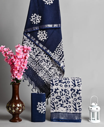 Handblock Cotton Linen Dress Material – Breathable Summer Suit Set