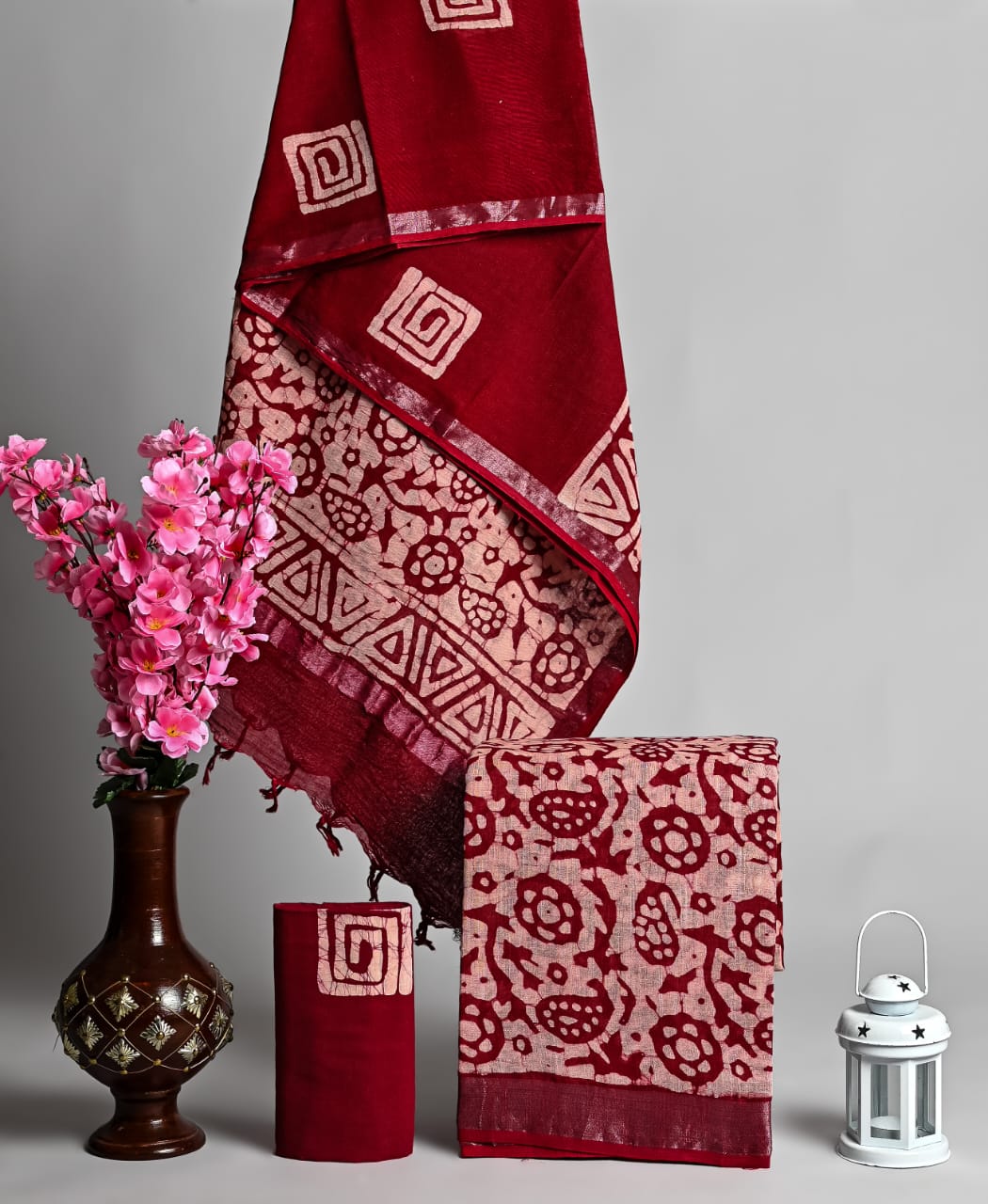 Handblock Cotton Linen Dress Material – Breathable Summer Suit Set