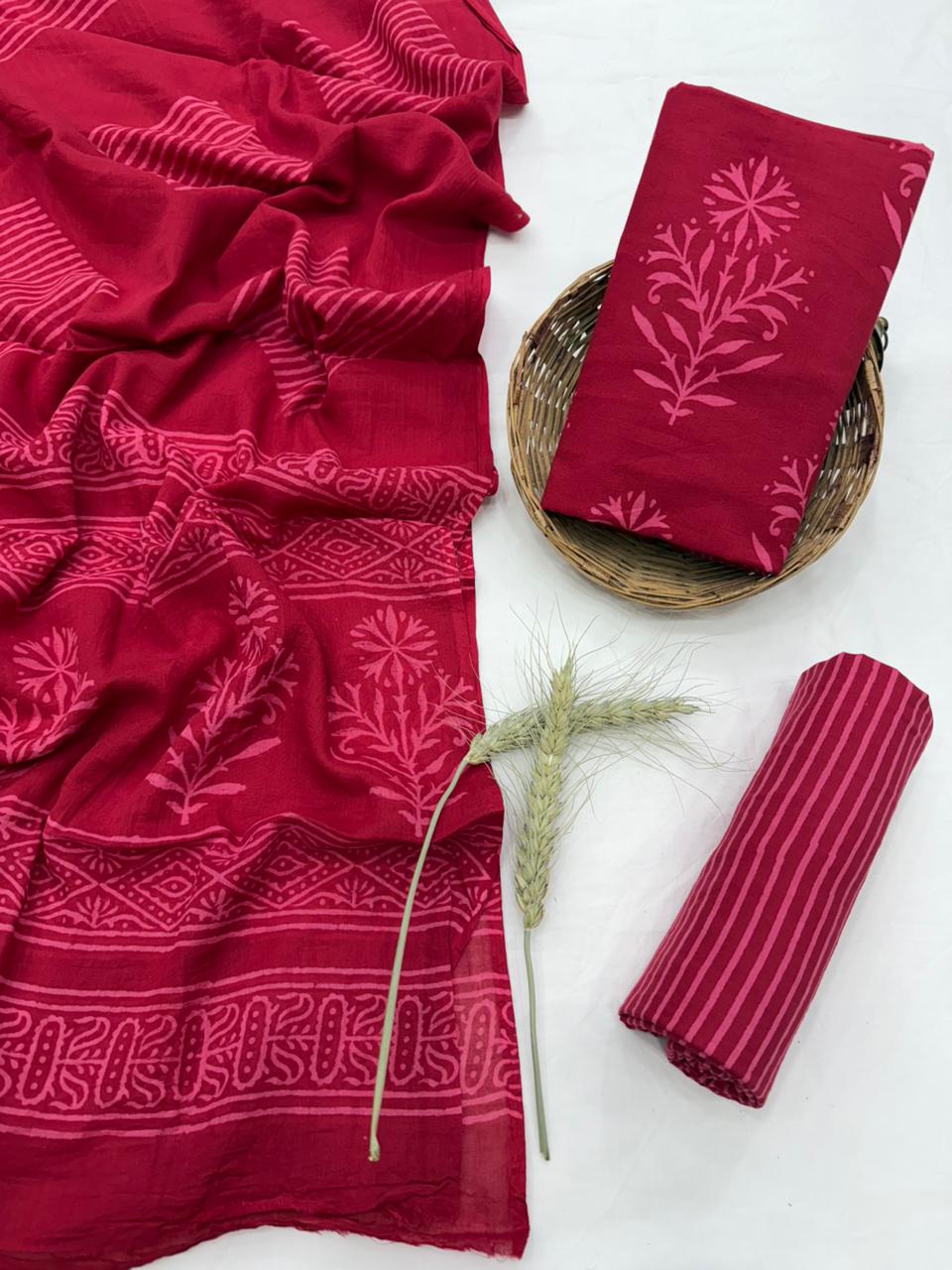 Mulmul Cotton Dress Material Wholesale – Lightweight Handblock Suits