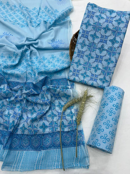 Cotton Mul Handblock Printed Dress Material Set Wholesale – MOQ 6 Pcs Assorted | Fabtexs