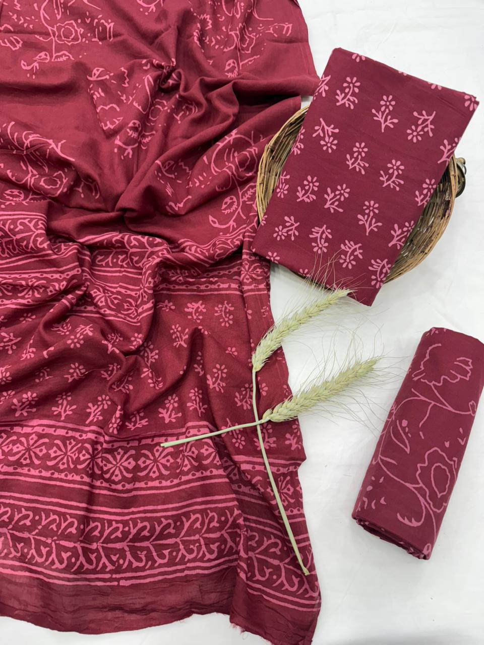 Cotton Mul Handblock Printed Dress Material Set Wholesale – MOQ 6 Pcs Assorted | Fabtexs