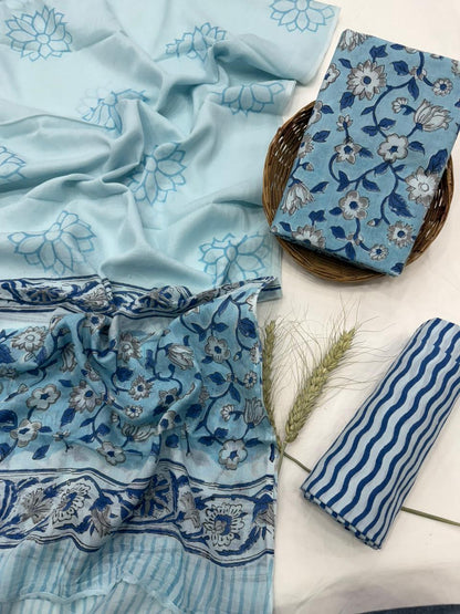 Cotton Mul Handblock Printed Dress Material Set Wholesale – MOQ 6 Pcs Assorted | Fabtexs