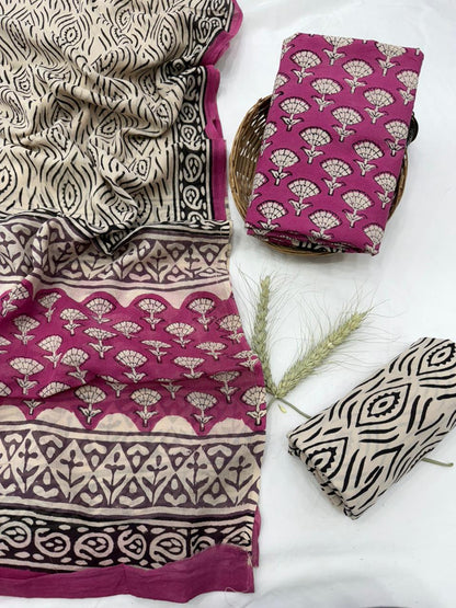 Cotton Mul Handblock Printed Dress Material Set Wholesale – MOQ 6 Pcs Assorted | Fabtexs