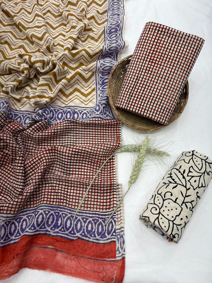 Cotton Mul Handblock Printed Dress Material Set Wholesale – MOQ 6 Pcs Assorted | Fabtexs