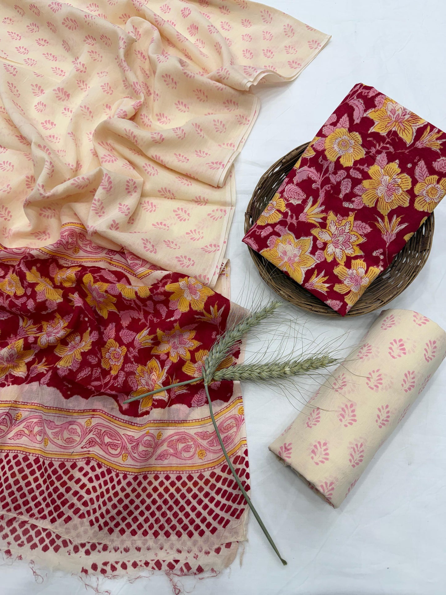 Cotton Mul Handblock Printed Dress Material Set Wholesale – MOQ 6 Pcs Assorted | Fabtexs