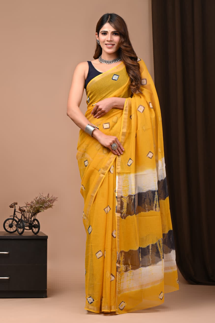 Kota Doria Cotton Sarees Wholesale – Handblock Printed Lightweight Kota Sarees